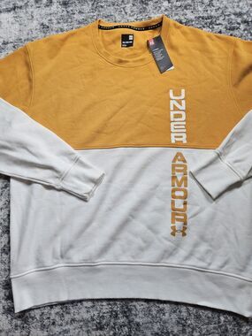 under armour Cold Gear SZ 2XL 2 Tone Yellow/White Logo Sweatshirt NWT  Pullover